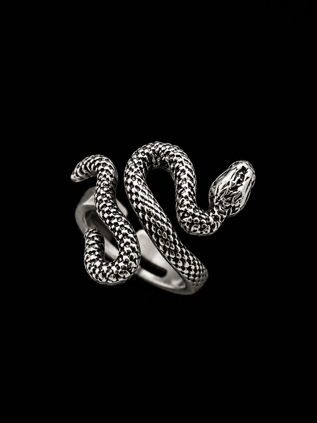 SERPENT COIL — Silver Snake Statement Ring