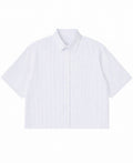 Blue Striped Oxford Boxy Shirt Front Design