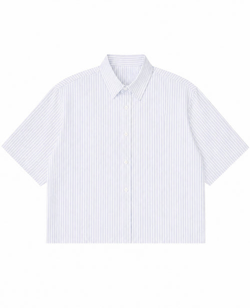Blue Striped Oxford Boxy Shirt Front Design