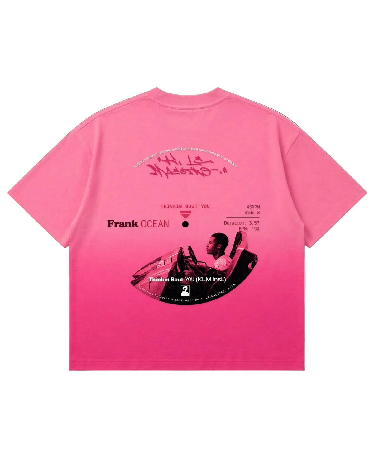 Pink Sunfade Ombré Wash Boxy Fit T-shirt Back Design
