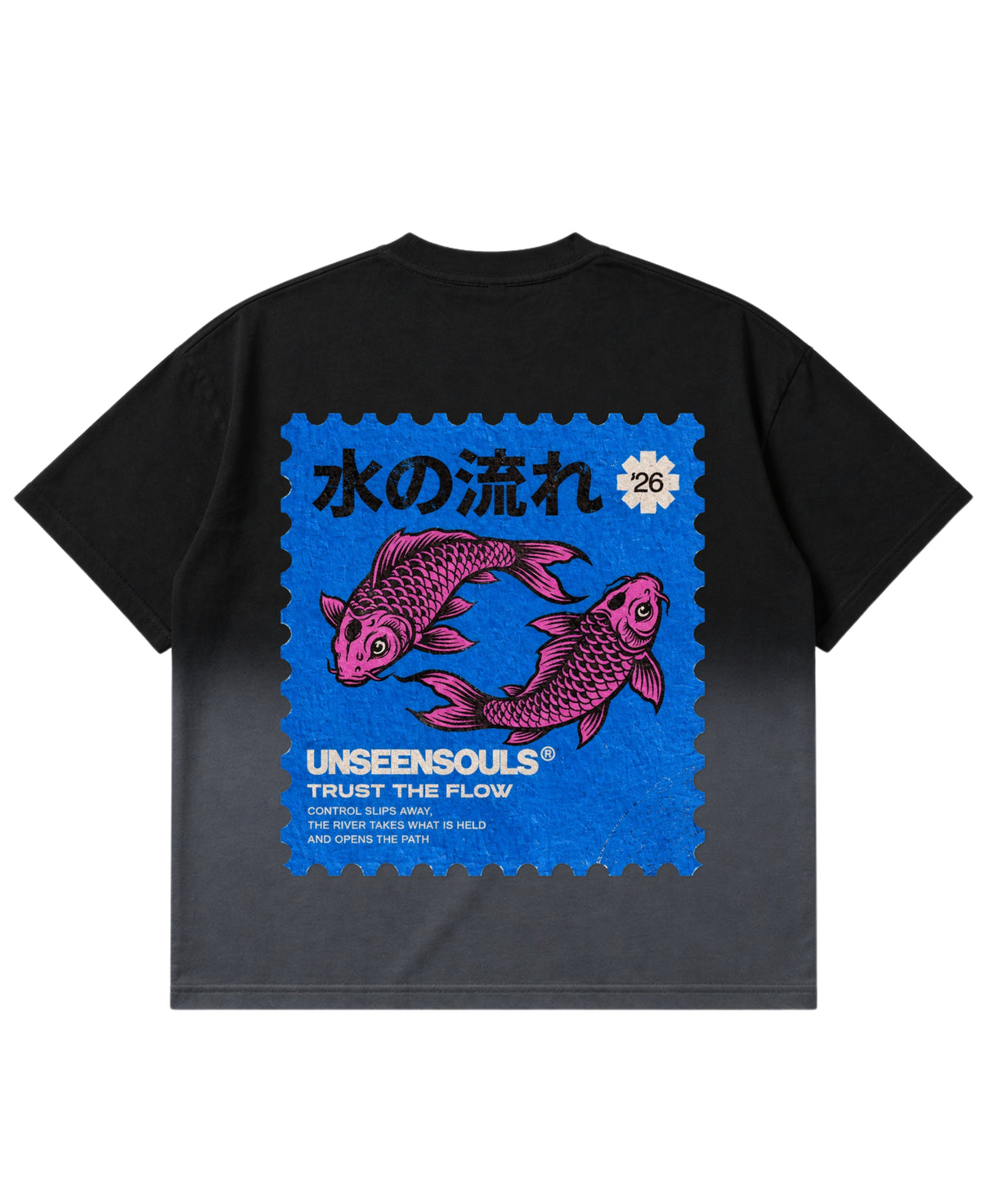 Black Ombré Wash Boxy Fit T-shirt Back Design