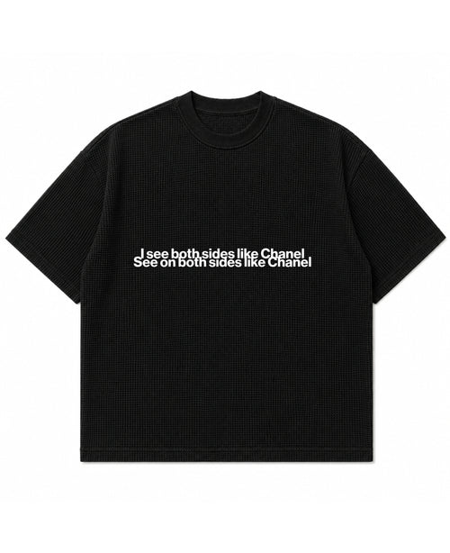 Black waffle boxy fit Front Design