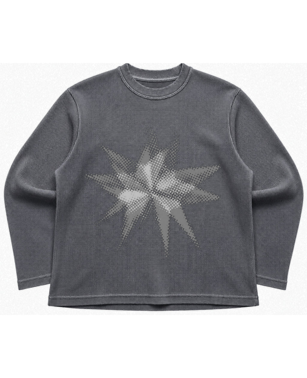 Acidwash waffle knit oversized full-sleeve Front Design