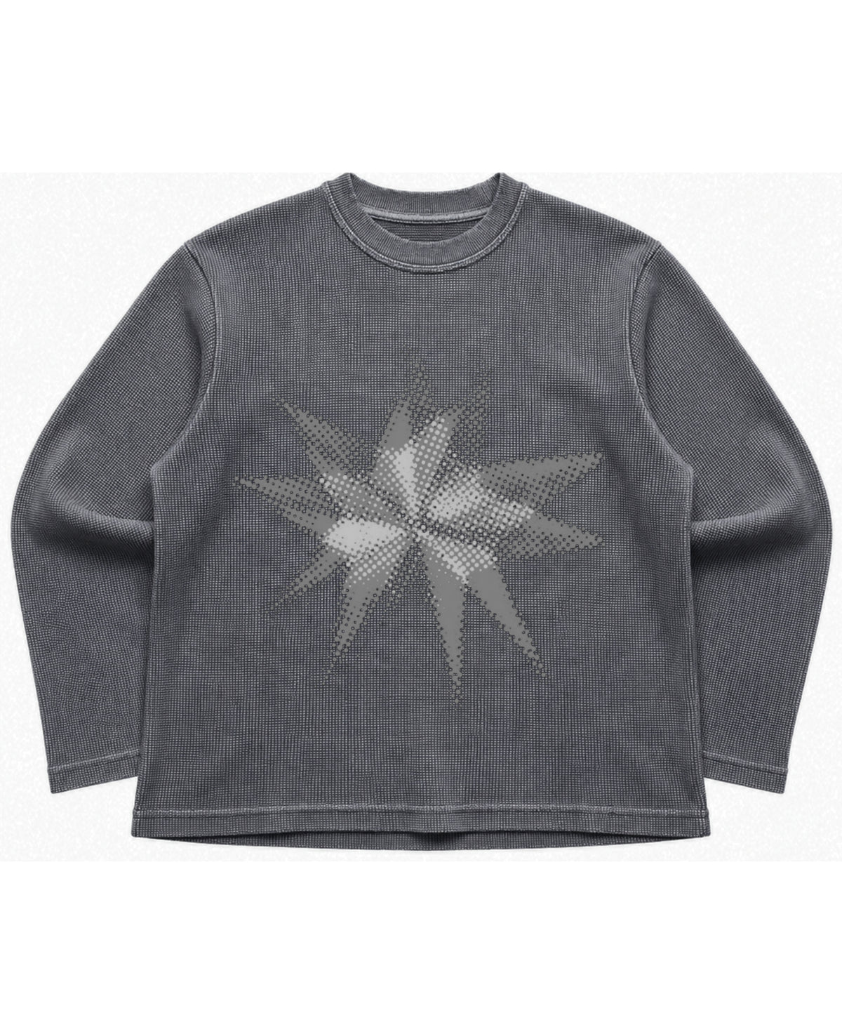 Acidwash waffle knit oversized full-sleeve Front Design