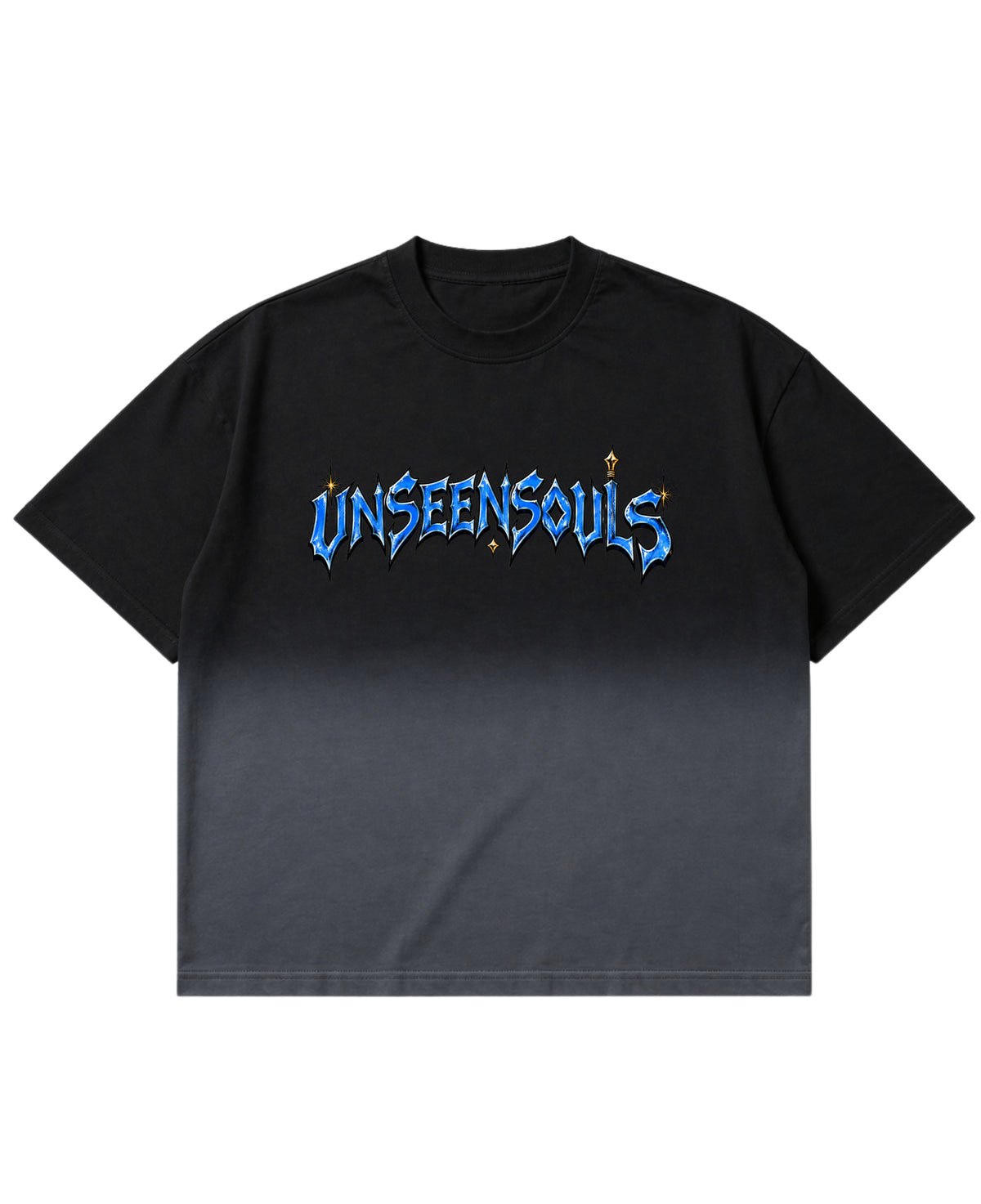 Black Ombré Wash Boxy Fit T-shirt Front Design