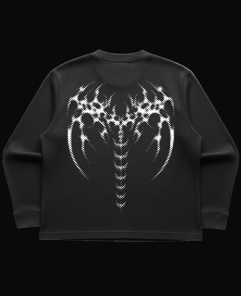 Black waffle knit oversized full-sleeve Back Design