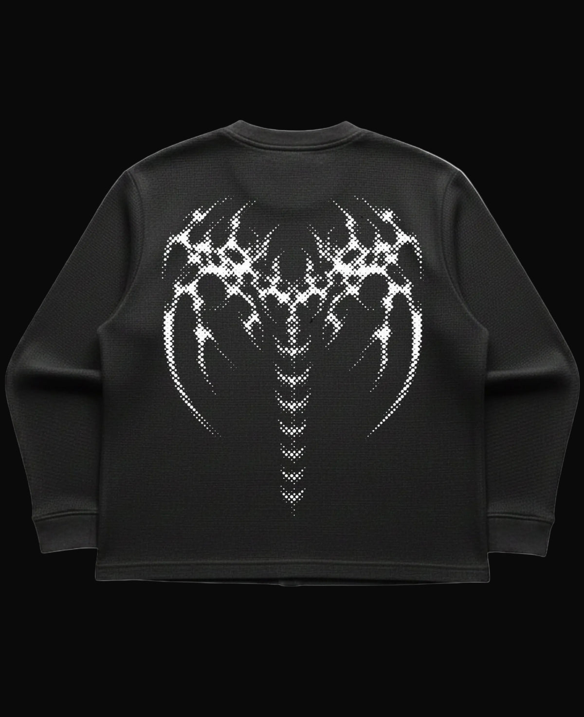 Black waffle knit oversized full-sleeve Back Design