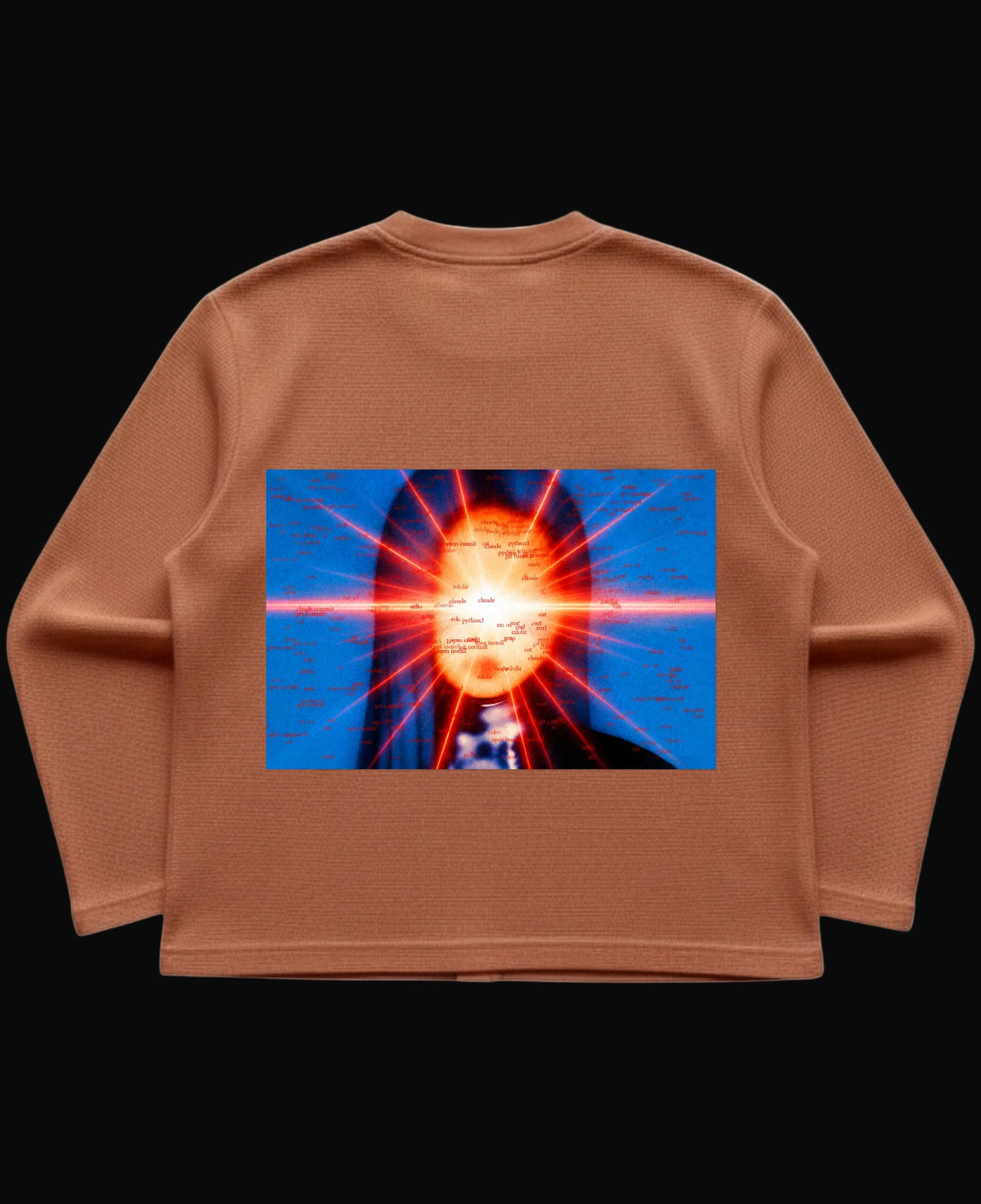 Brown waffle knit oversized full-sleeve Back Design