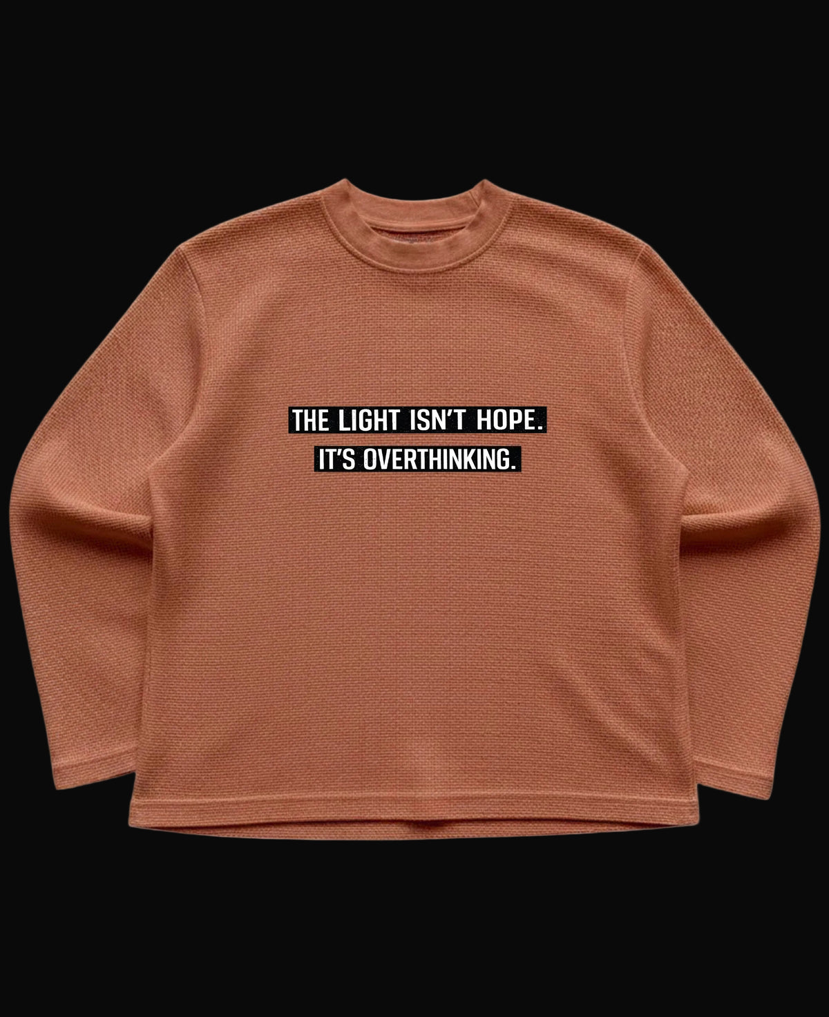 Brown waffle knit oversized full-sleeve Front Design