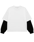 White With Black Sleeve Oversized Tee Front Design