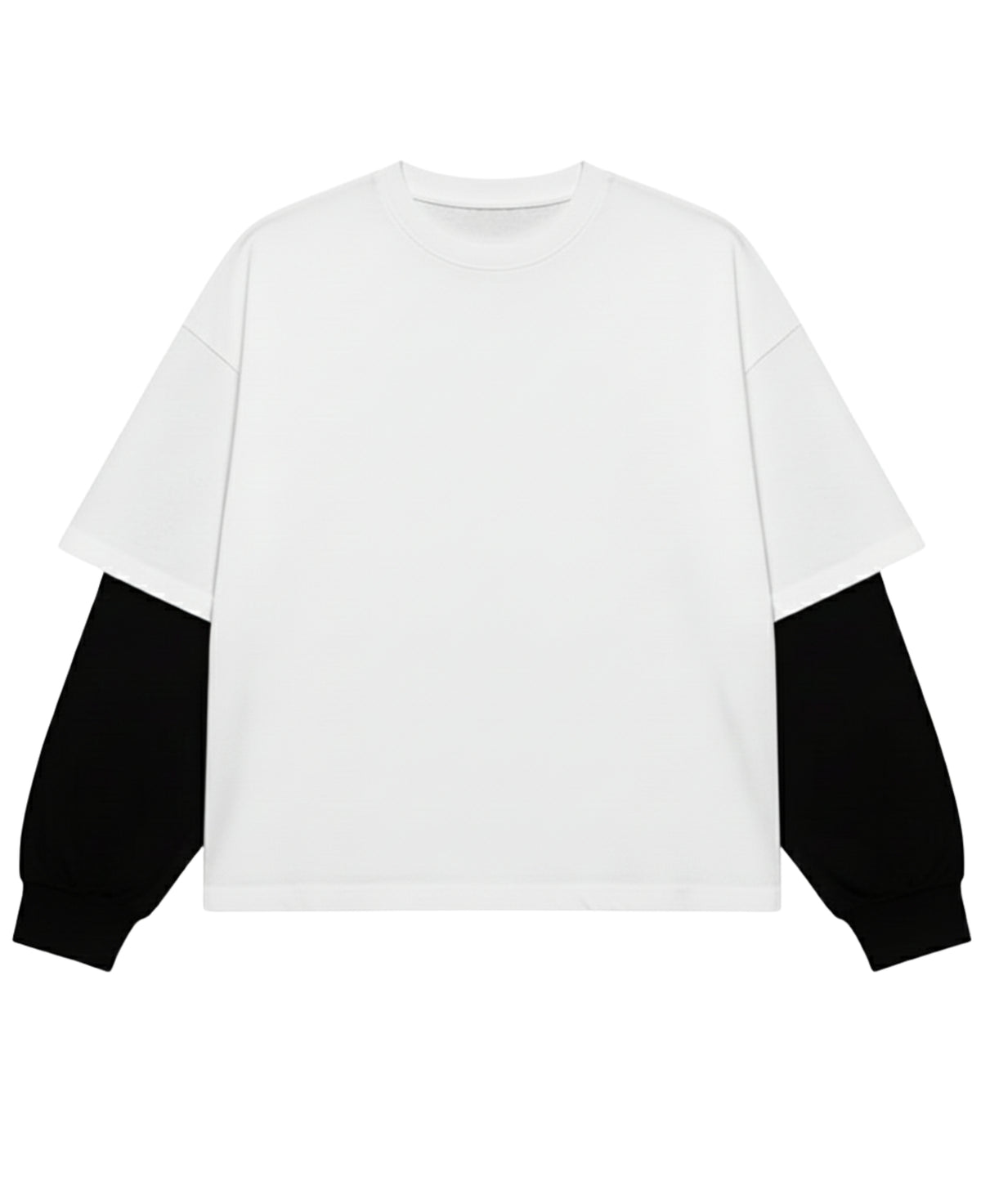 White With Black Sleeve Oversized Tee Front Design