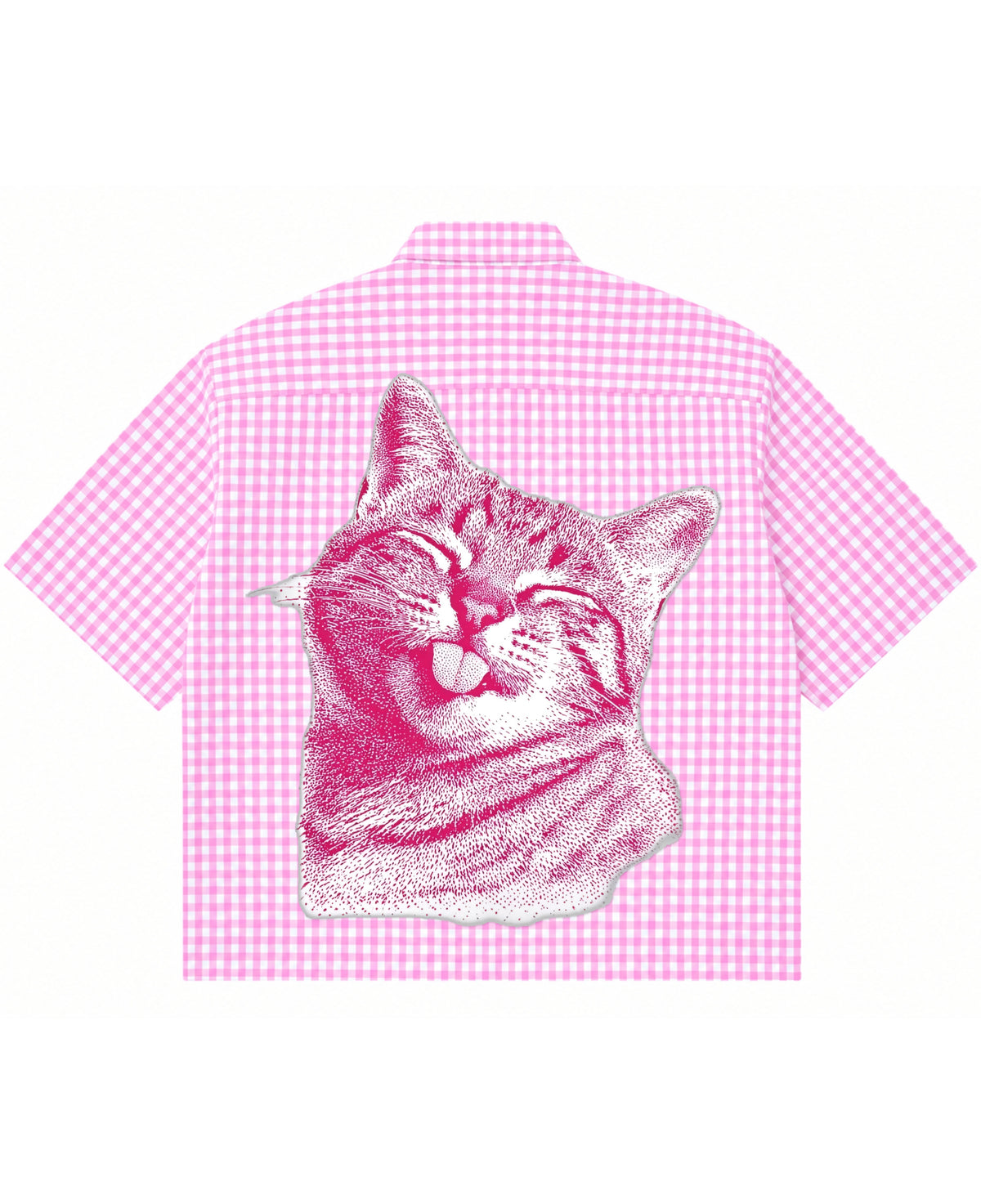 Pink Gingham Oxford Boxy Shirt Back Design