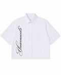 Blue Striped Oxford Boxy Shirt Front Design